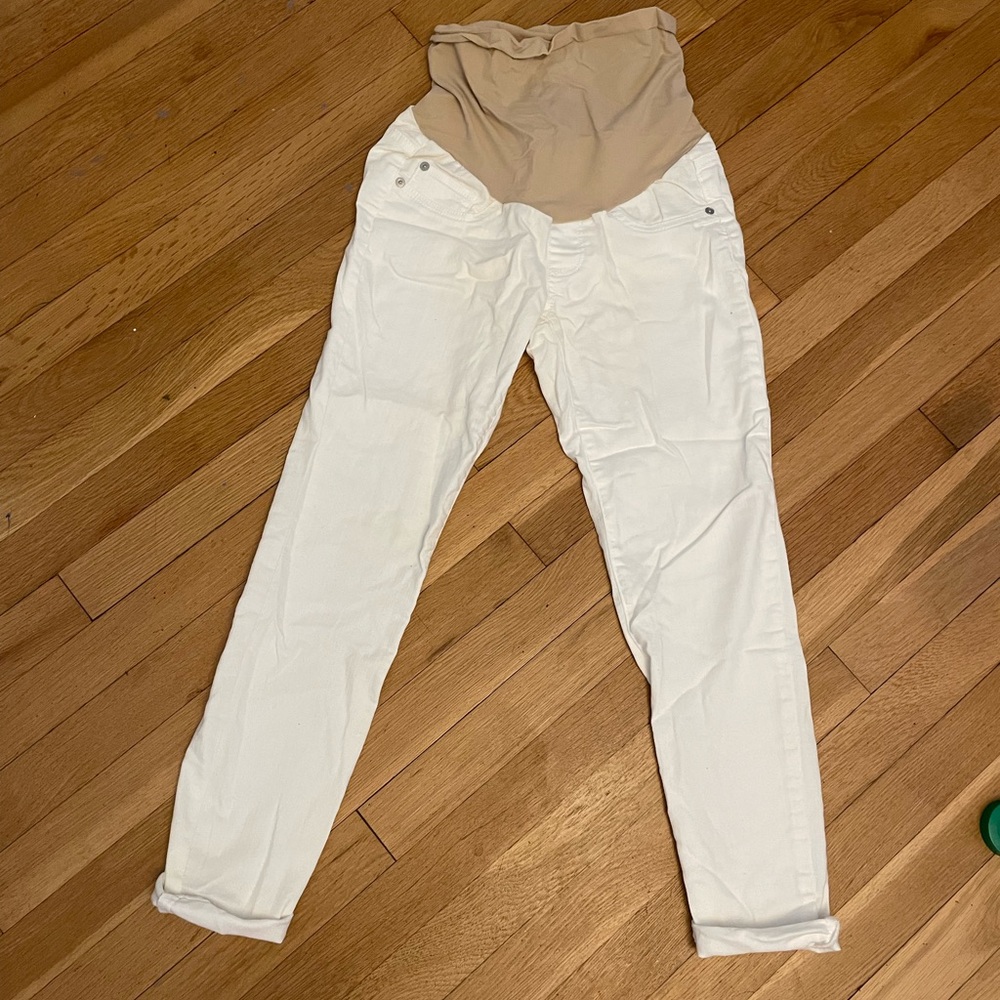 Off-white skinny cuffed maternity jeans